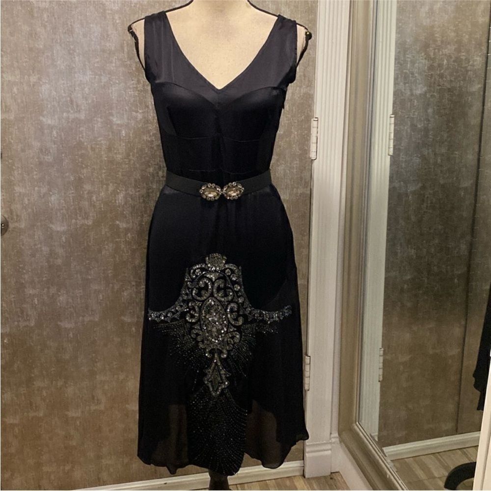 Nicola Finetti Elegant Black Embellished Dress, US4